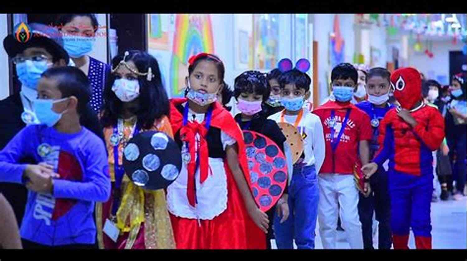 Children Excitedly Pose With Their Favorite Characters In Colorful Costumes Superior Adventures Of Little Angels