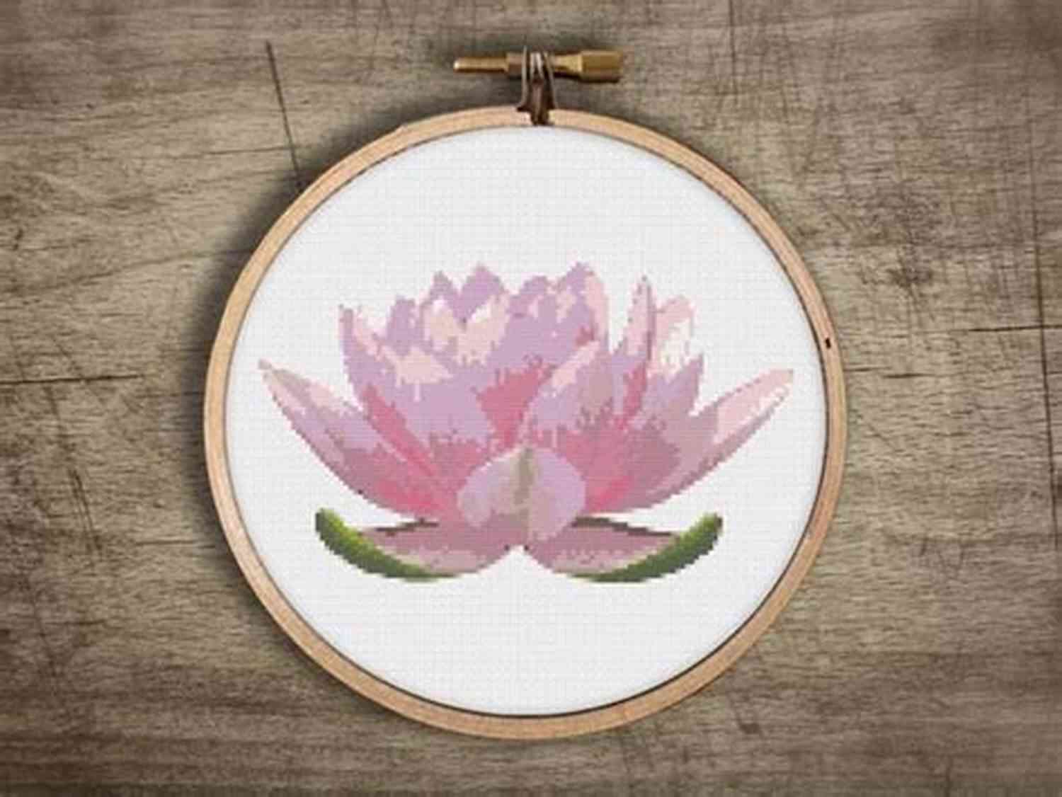 Exquisite Handcrafted Lotus Flower Cross Stitch Pattern With Vibrant Colors And Intricate Details Lotus Flower Cross Stitch Pattern