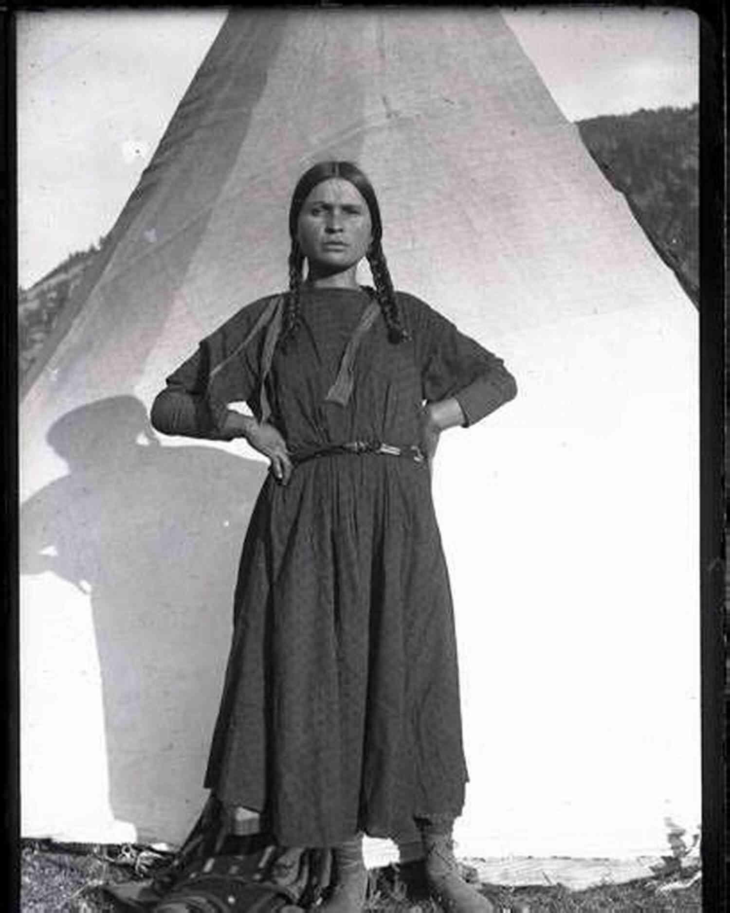 Kelly Thompson A Fearless Flathead Indian Woman Hiking In The Beautiful Montana Wilderness. The Flathead Indians Kelly Thompson